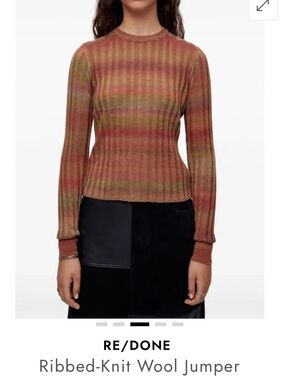 Re/Done Poor Boy Ribbed Crewneck Sweater 100% Wool size Medium